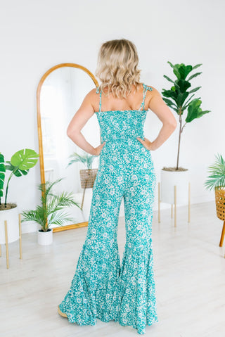 Beth Large Daisy Print Wide Leg Jumpsuit - Monday Alice