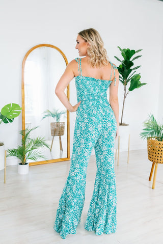 Beth Large Daisy Print Wide Leg Jumpsuit - Monday Alice