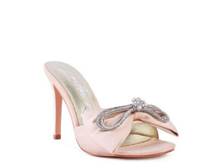 BRAG IN Crystal Bow Satin High Heeled Sandals - Monday Alice