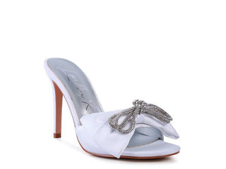 BRAG IN Crystal Bow Satin High Heeled Sandals - Monday Alice