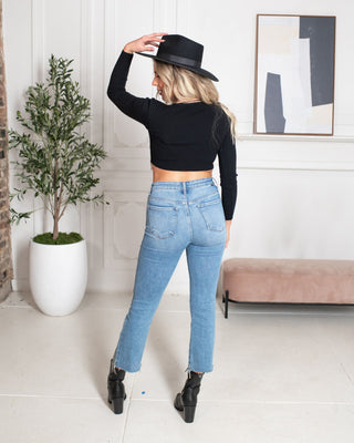 Brittany Long Sleeve Crop Top - Monday Alice