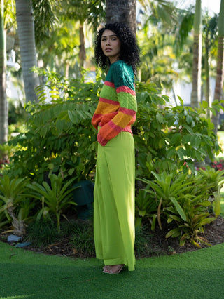 Cardi Apple Green Wide Pants - Monday Alice