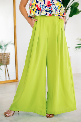 Cardi Lime Wide Leg Dress Pants - Monday Alice