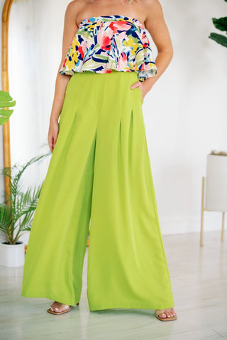 Cardi Lime Wide Leg Dress Pants - Monday Alice