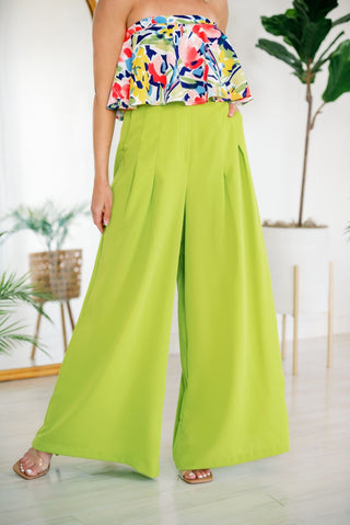 Cardi Lime Wide Leg Dress Pants - Monday Alice