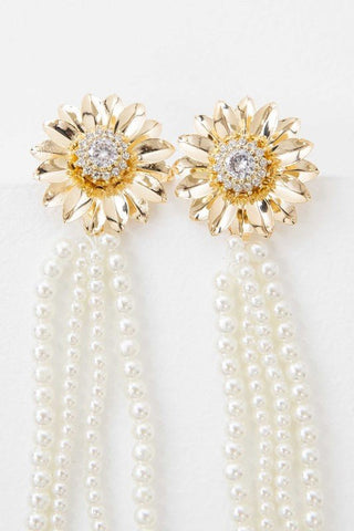 Dandelion Pearl Drop Earrings - Monday Alice