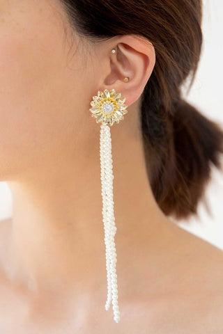 Dandelion Pearl Drop Earrings - Monday Alice