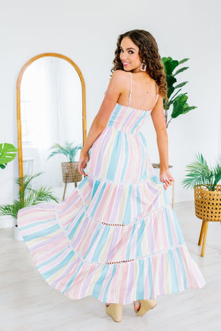 Kelsey Ribbon Stripe Print Maxi Cami Dress - Monday Alice