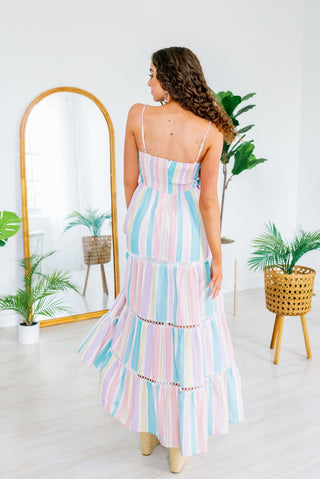 Kelsey Ribbon Stripe Print Maxi Cami Dress - Monday Alice