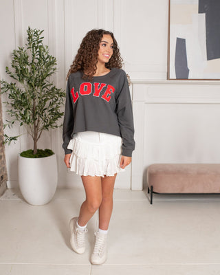 Kristen Charcoal Love Sweatshirt - Monday Alice