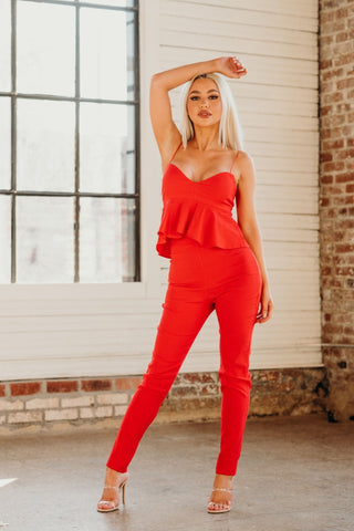 London Red Fitted Pants - Monday Alice